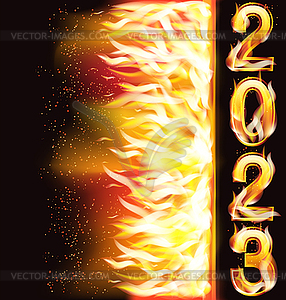 Новый огненный баннер 2023 года, векторная иллюстрация - изображение в векторном виде