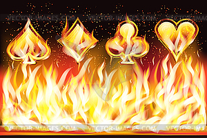 Fire casino banner with poker sign, vector illustratio - vector EPS clipart