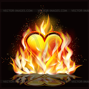 Fire casino invitation, poker hearts card, vector illus - stock vector clipart