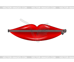 Women mouth closed with a zipper, banner vector illustr - vector image