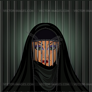 Паранджа - это как тюрьма. Молодая мусульманка в хиджабе встретила - графика в векторе