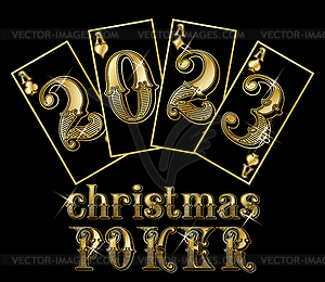 Happy 2023 New year. Christmas Casino banner with golde - vector image