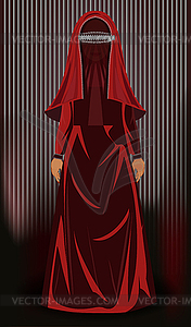 Burka is like a prison. Muslim  woman in burka zippered - vector image