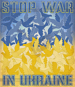 Остановить войну в Украине. Голубые и желтые голуби, вектор il - изображение в формате EPS