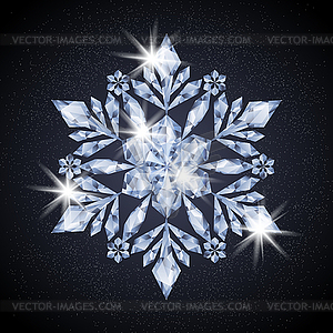 Brilliant diamond snowflake,  winter background,vector  - vector clipart