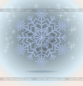 Ice diamond snowflake, winter background,vector  - vector clip art