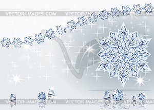 Зимние обои с бриллиантовой снежинкой, векторная иллюстрация - стоковое векторное изображение