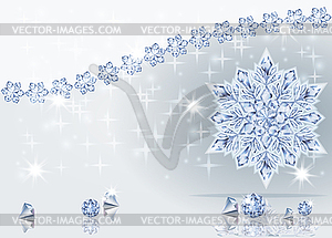 Winter wallpaper with diamond snowflake,vector illustra - vector image