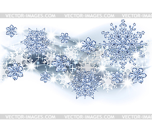 Зимний фон с бриллиантовыми снежинками, векторная графика - клипарт в векторном формате