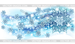 Зимний баннер с бриллиантовыми снежинками, векторная иллюстрация - векторный клипарт EPS