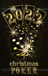 New 2023 year. Christmas Casino background with poker c - vector image