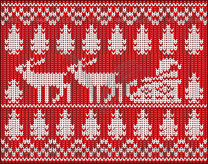 New year holidays knitted pattern with santa claus and  - stock vector clipart