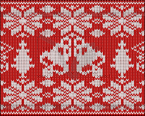New year knitted background with xmas bells, vector - vector image