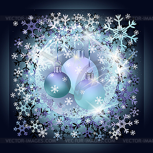 Merry Christmas, Happy New year card with xmas  balls,  - vector image