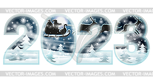 New 2023 year winter banner with Santa Claus, vector il - vector clip art