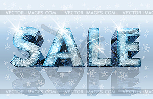 Winter Sale background, ice letters 3d, vector illustra - vector clip art