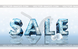 Icy winter Sale card with xmas balls, vector illustrati - vector image