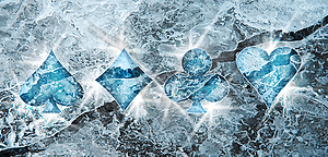 Ice Poker card, xmas casino background, vector illustra - vector image