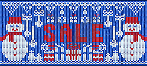 Winter Sale, New year knitted card with xmas gifts and  - color vector clipart