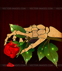 Anti Valentines day card, Skeleton holding a flower ros - vector image