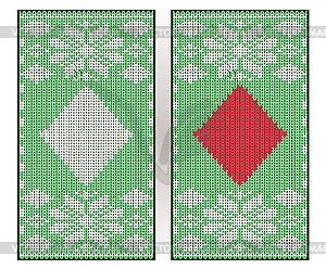 New year knitted pattern with poker diamonds cards, vec - vector clip art