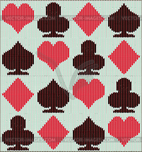 Knitted seamless wallpaper with casino poker cards, vec - vector clipart