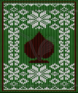Merry Christmas and New year knitted pattern spades - vector clipart