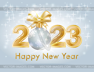 Happy New 2023 year with xmas ball vip card, vector ill - vector clipart