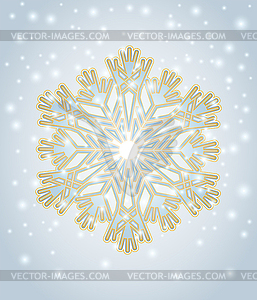 Happy New year card with xmas snowflake, vector illustr - royalty-free vector clipart