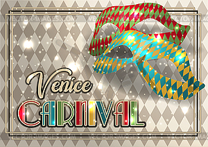 Venice carnival mask , VIP card in art deco style , vec - vector clipart