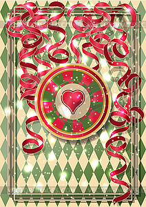 Casino banner with poker hearts chip cards , vector ill - color vector clipart