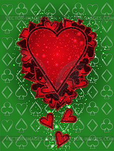 Casino Poker hearts card, vector illustration - vector image