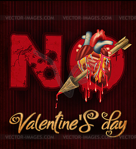 Никакой поздравительной открытки на день Святого Валентина, стрелы и сердца с буквой \ - изображение векторного клипарта