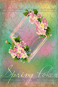 Spring Poker Diamonds card with apple flowers. vector i - vector clipart