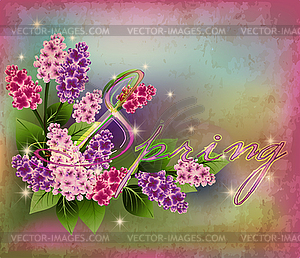 Spring seasonal background with lilac flowers. vector i - vector EPS clipart