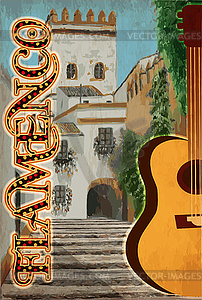 Пригласительный билет на фламенко с испанской гитарой, вектор il - изображение в векторном виде