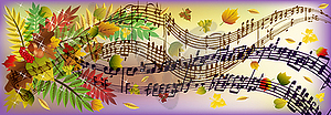 Autumn season music banner, vector illustration - color vector clipart