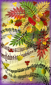 Autumn seasonal music card, vector illustration - vector clipart