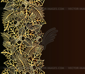 Autumn seamless banner art deco, maple and oak leaves,  - vector clip art