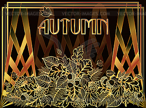 Art deco autumn vip card, vector illustration - vector image