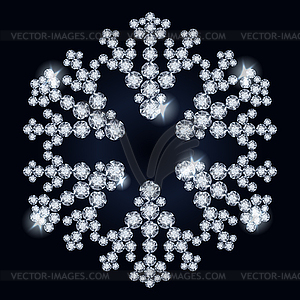 Diamond snowflake new year card, vector illustration - vector clip art