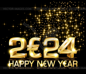 Happy New 2024 year golden euro background, vector illu - vector image