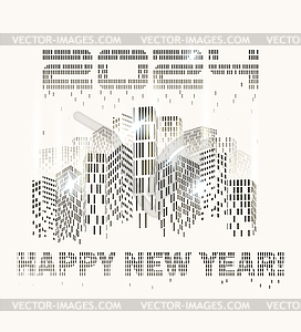 Happy New 2024 Year in Futuristic City, cityscape - vector image