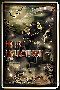 Happy Halloween invitation card,  death with scythe  - vector EPS clipart