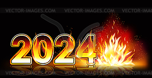 Happy new flame 2024 year wallpaper, vector illustratio - vector clip art