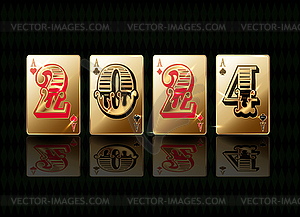 Новый баннер казино 2024 года с покерными картами, вектор il - иллюстрация в векторе