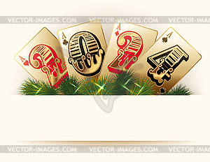 Christmas casino invitation background with poker cards - vector image