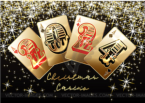 Christmas casino New 2024 Year vip background with poke - royalty-free vector clipart
