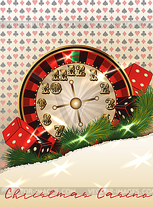 Christmas casino New 2024 Year card with  roulette, vec - royalty-free vector image