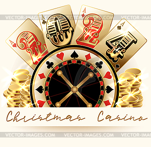 Рождественское казино с Новым vip-баннером 2024 года с монетами и - иллюстрация в векторном формате